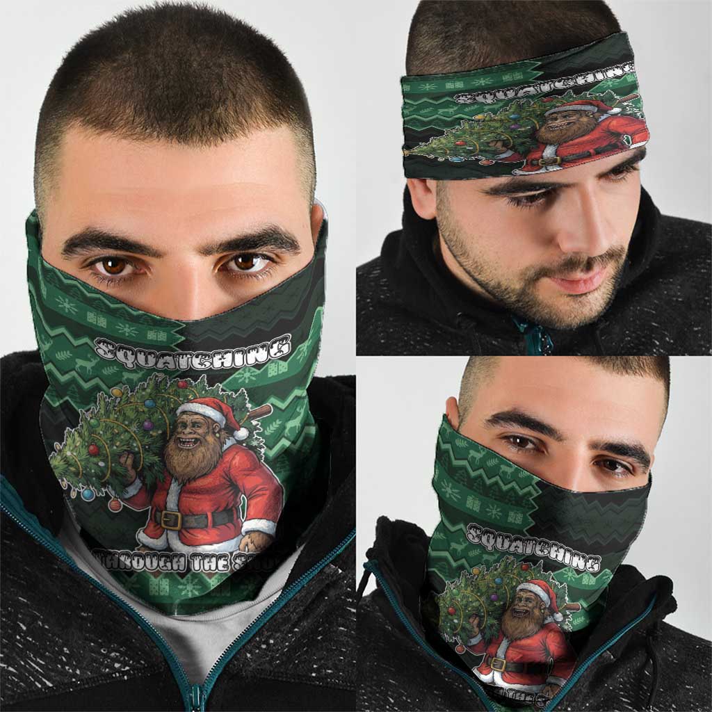 Bigfoot Christmas Neck Gaiter Squatching Through The Snow - Wonder Print Shop