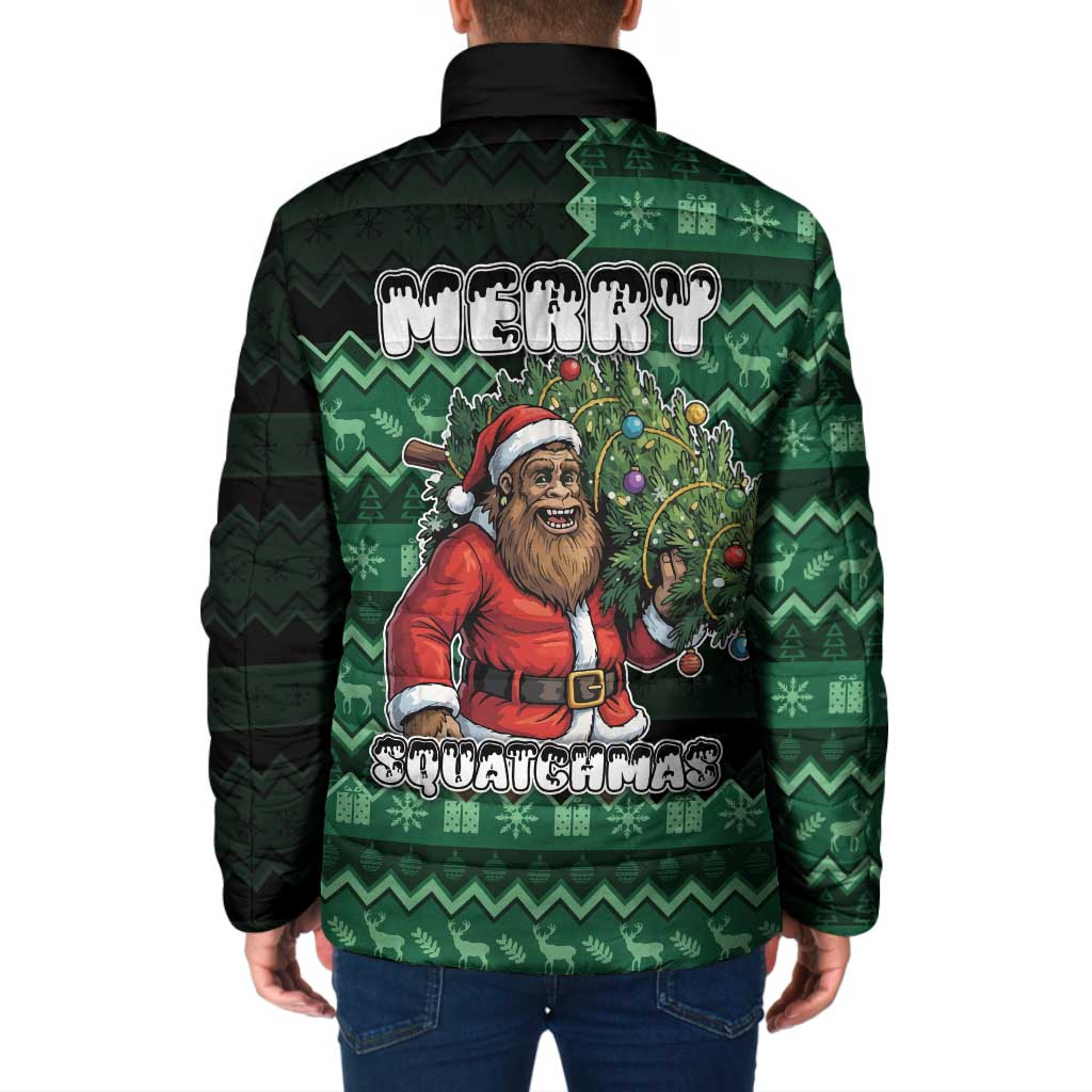 Bigfoot Christmas Padded Jacket Squatching Through The Snow - Wonder Print Shop