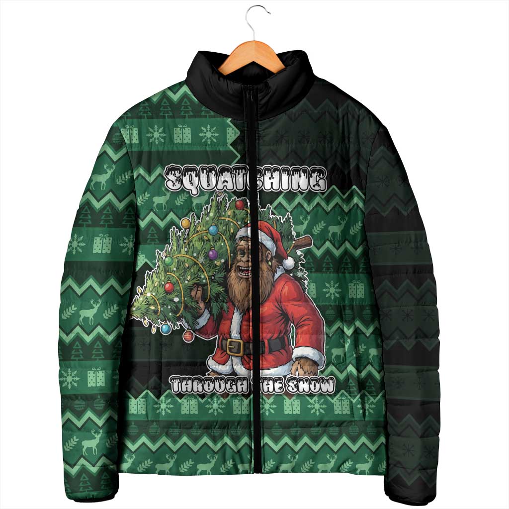Bigfoot Christmas Padded Jacket Squatching Through The Snow - Wonder Print Shop
