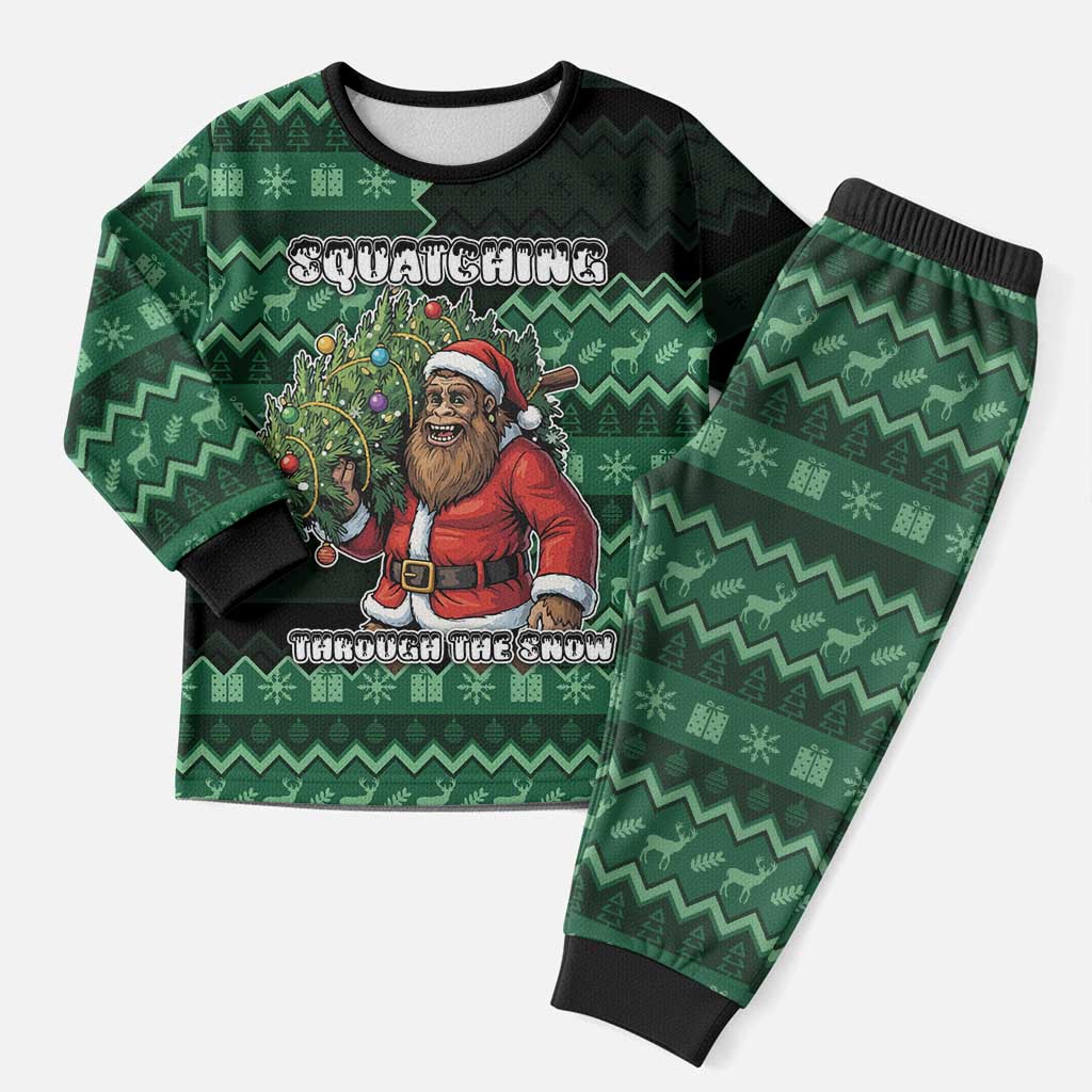 Bigfoot Christmas Pajama Set Squatching Through The Snow - Wonder Print Shop