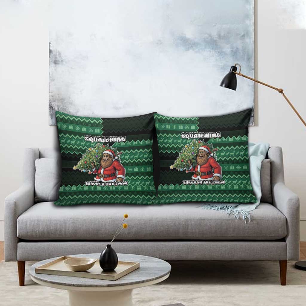 Bigfoot Christmas Pillow Cover Squatching Through The Snow - Wonder Print Shop