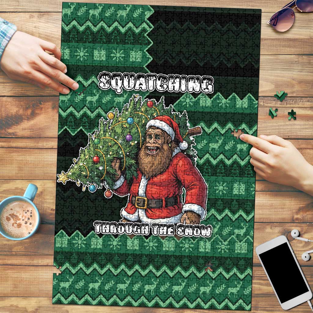Bigfoot Christmas Puzzle Squatching Through The Snow - Wonder Print Shop