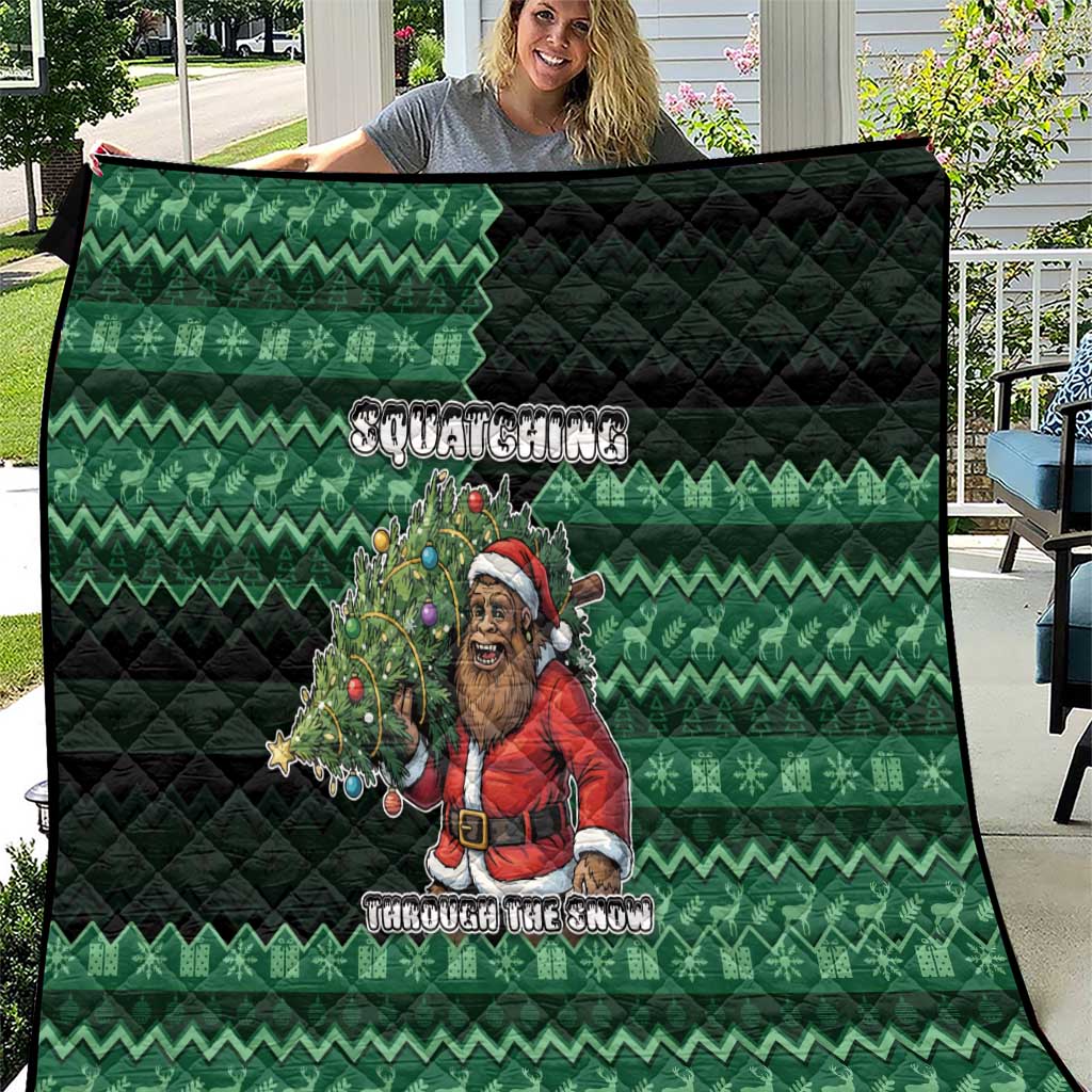 Bigfoot Christmas Quilt Squatching Through The Snow - Wonder Print Shop