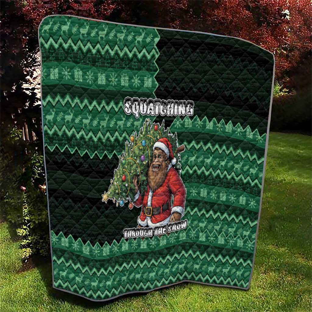 Bigfoot Christmas Quilt Squatching Through The Snow - Wonder Print Shop