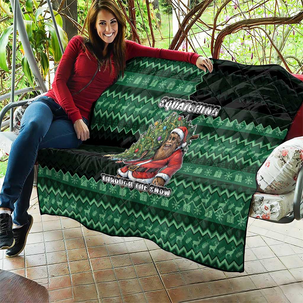 Bigfoot Christmas Quilt Squatching Through The Snow - Wonder Print Shop