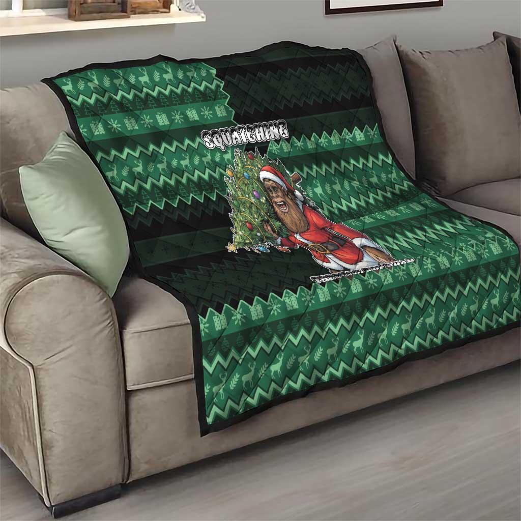 Bigfoot Christmas Quilt Squatching Through The Snow - Wonder Print Shop