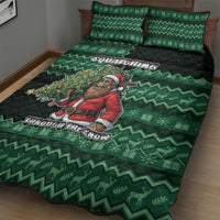 Bigfoot Christmas Quilt Bed Set Squatching Through The Snow - Wonder Print Shop