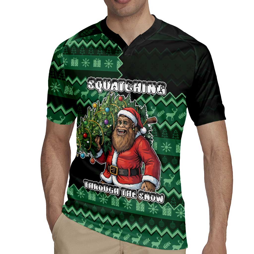Bigfoot Christmas Rugby Jersey Squatching Through The Snow - Wonder Print Shop