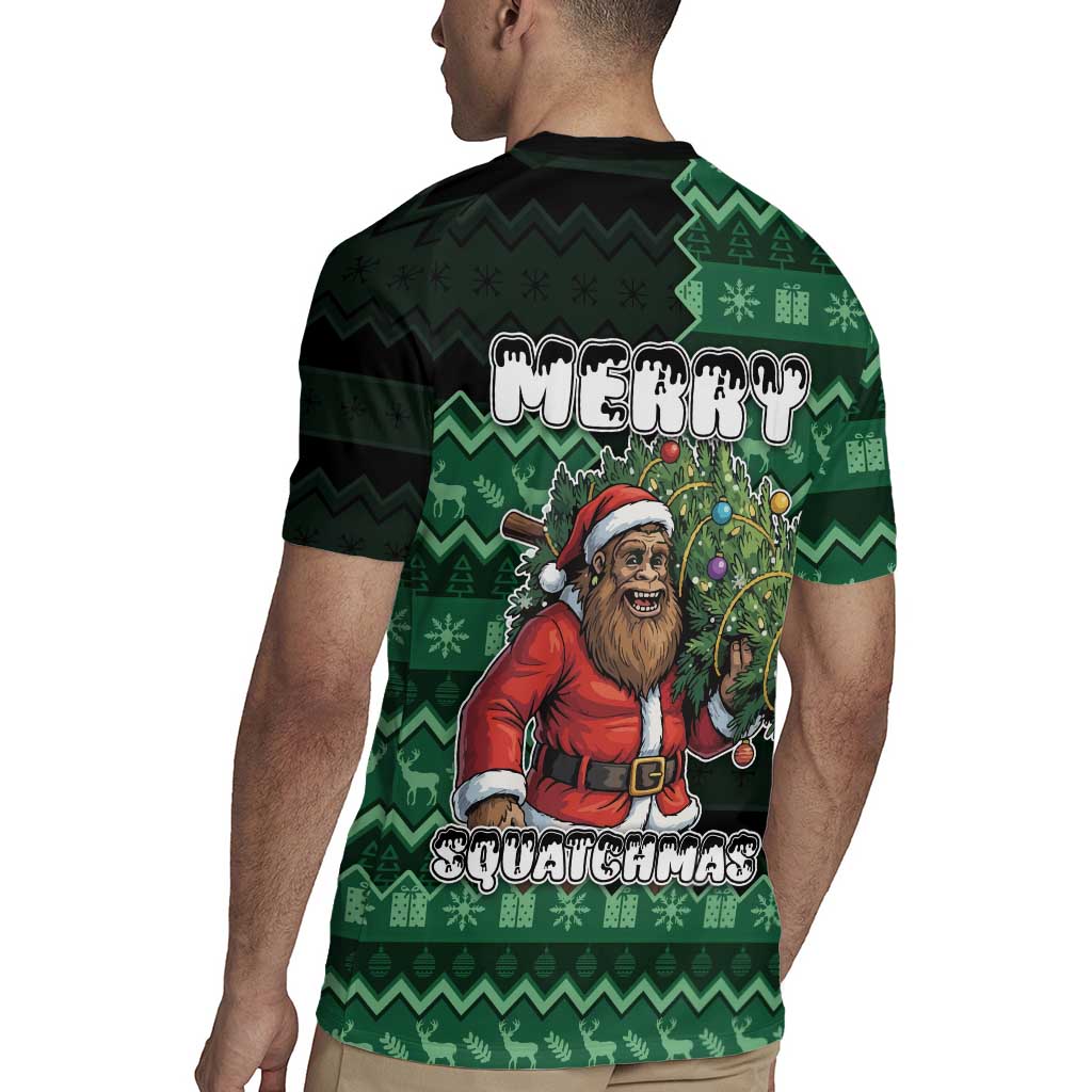 Bigfoot Christmas Rugby Jersey Squatching Through The Snow - Wonder Print Shop