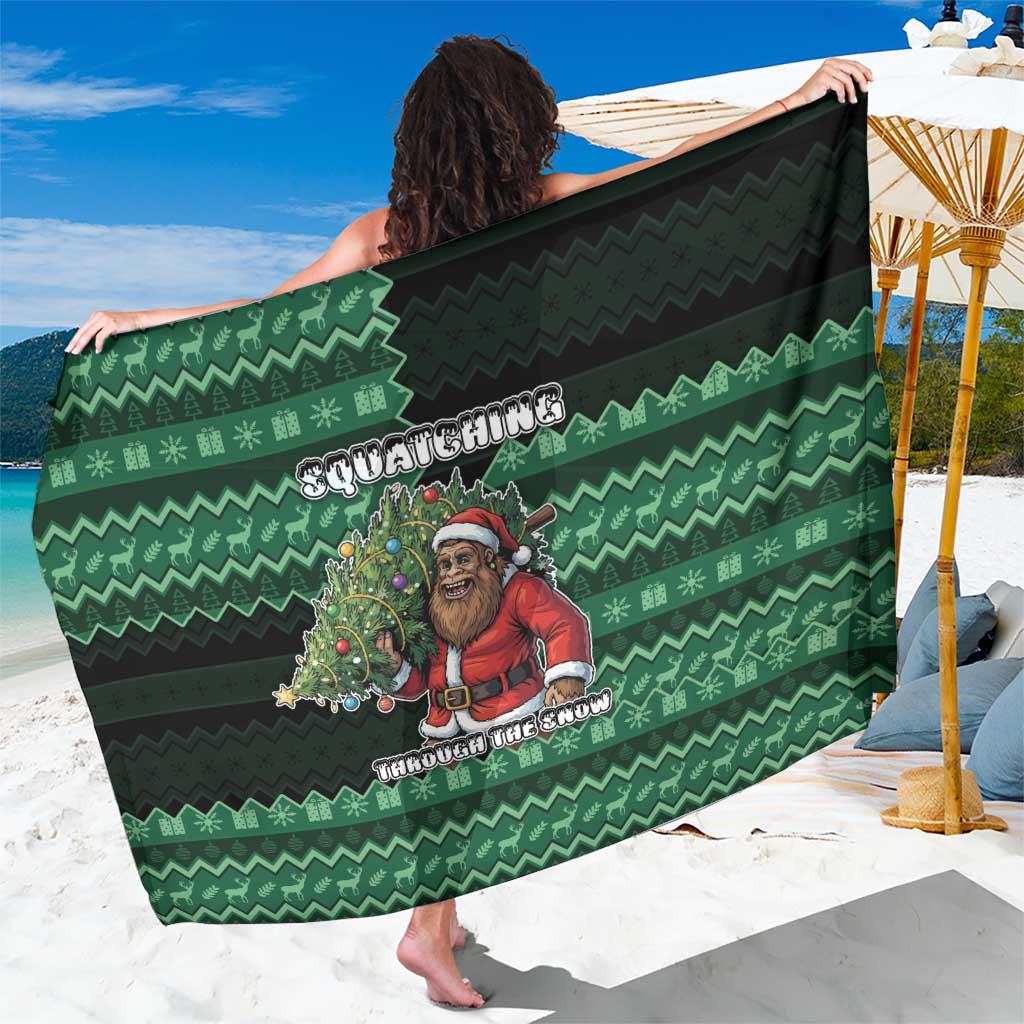 Bigfoot Christmas Sarong Squatching Through The Snow - Wonder Print Shop