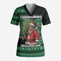 Bigfoot Christmas Scrub Top Squatching Through The Snow - Wonder Print Shop