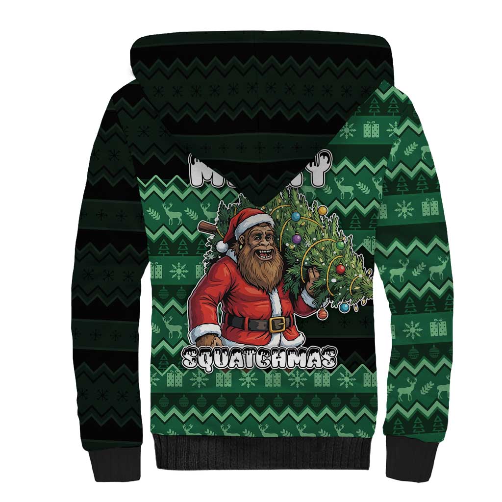 Bigfoot Christmas Sherpa Hoodie Squatching Through The Snow - Wonder Print Shop