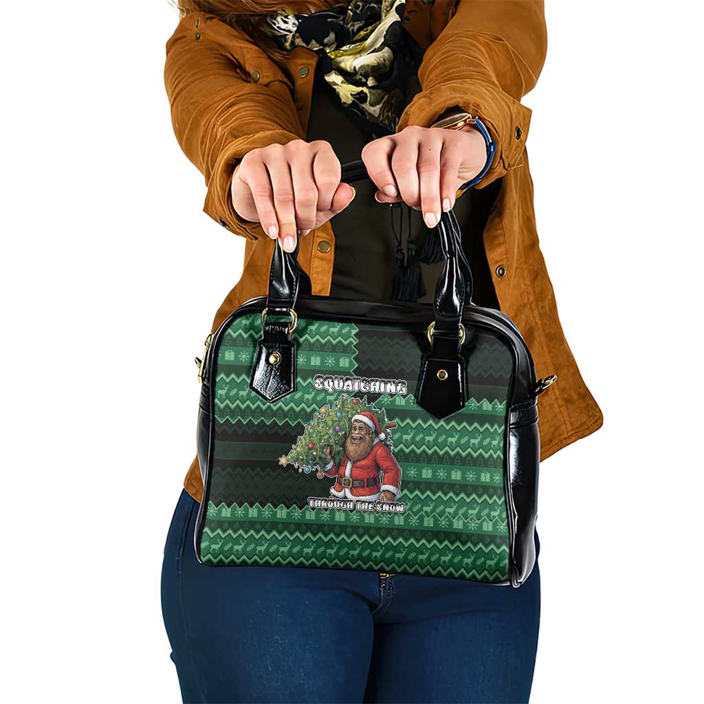 Bigfoot Christmas Shoulder Handbag Squatching Through The Snow - Wonder Print Shop