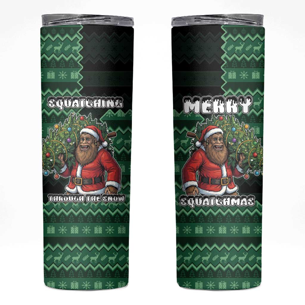 Bigfoot Christmas Skinny Tumbler Squatching Through The Snow - Wonder Print Shop