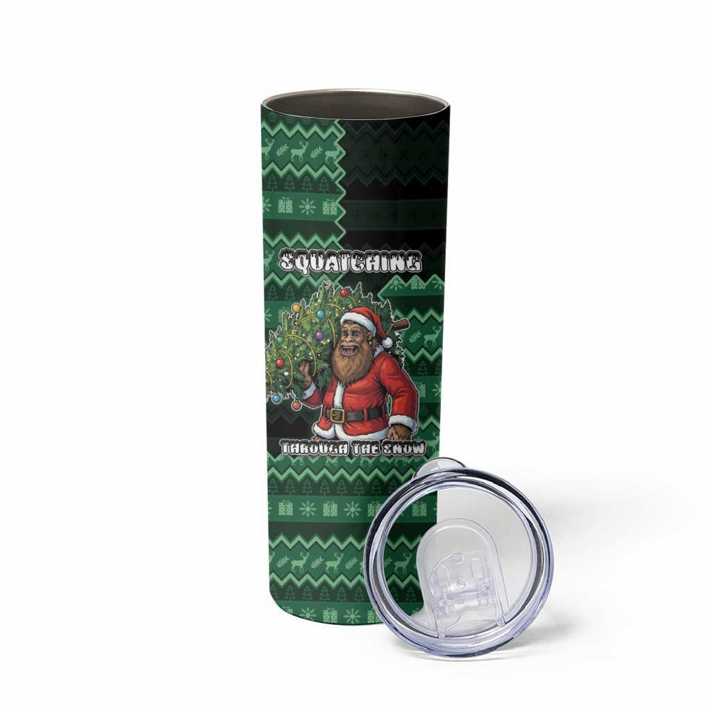 Bigfoot Christmas Skinny Tumbler Squatching Through The Snow - Wonder Print Shop