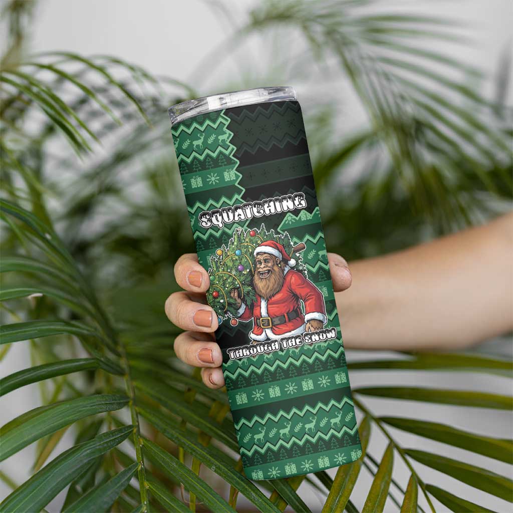 Bigfoot Christmas Skinny Tumbler Squatching Through The Snow - Wonder Print Shop