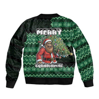 Bigfoot Christmas Sleeve Zip Bomber Jacket Squatching Through The Snow - Wonder Print Shop
