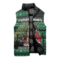 Bigfoot Christmas Sleeveless Puffer Jacket Squatching Through The Snow - Wonder Print Shop