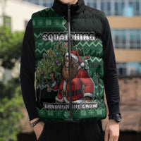 Bigfoot Christmas Sleeveless Puffer Jacket Squatching Through The Snow - Wonder Print Shop