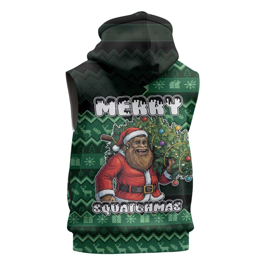 Bigfoot Christmas Sleeveless Zip Hoodie Squatching Through The Snow - Wonder Print Shop