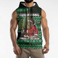 Bigfoot Christmas Sleeveless Zip Hoodie Squatching Through The Snow - Wonder Print Shop