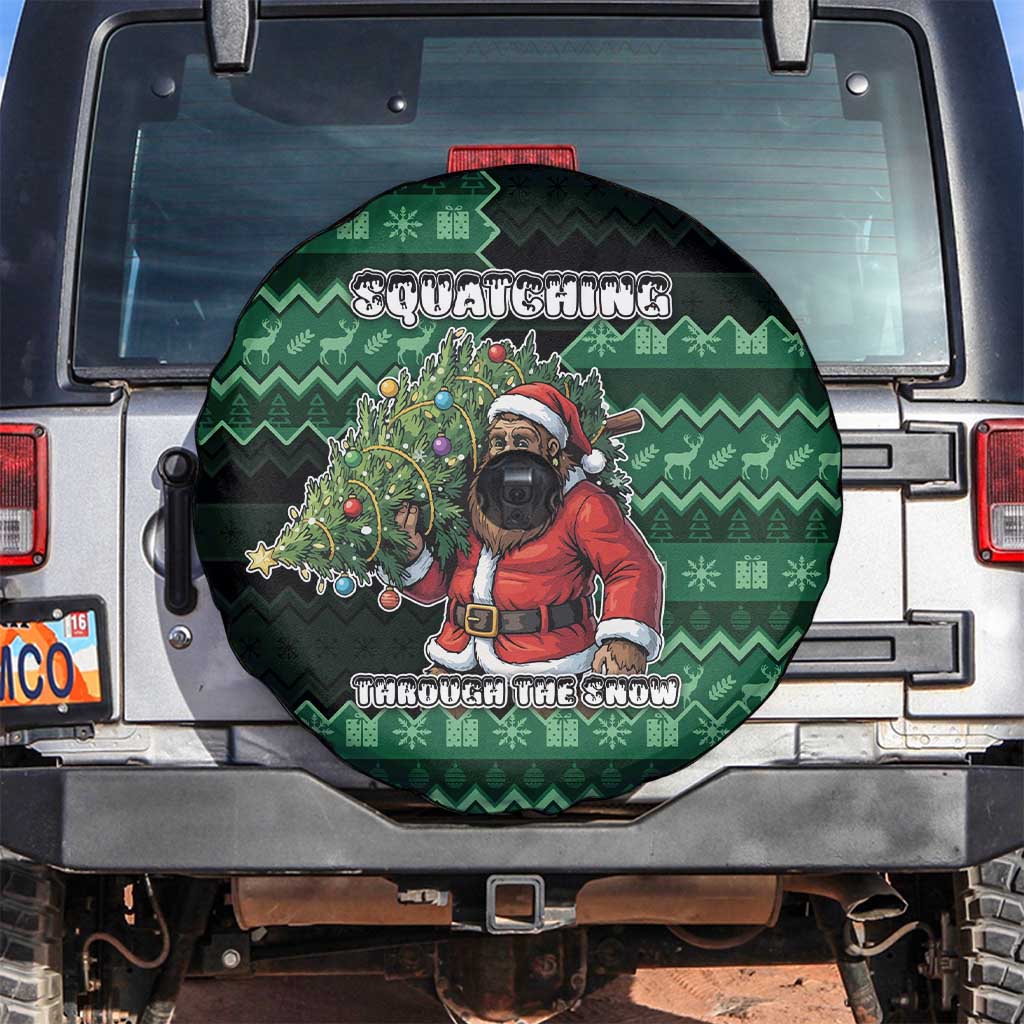 Bigfoot Christmas Spare Tire Cover Squatching Through The Snow - Wonder Print Shop