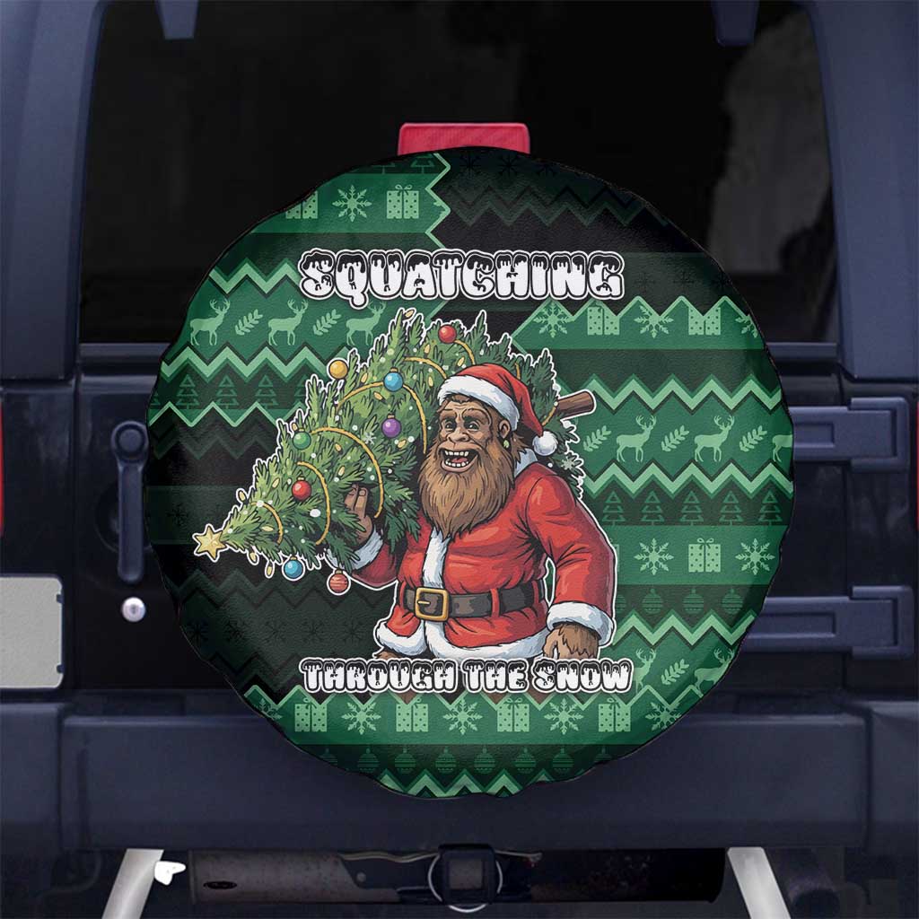 Bigfoot Christmas Spare Tire Cover Squatching Through The Snow - Wonder Print Shop