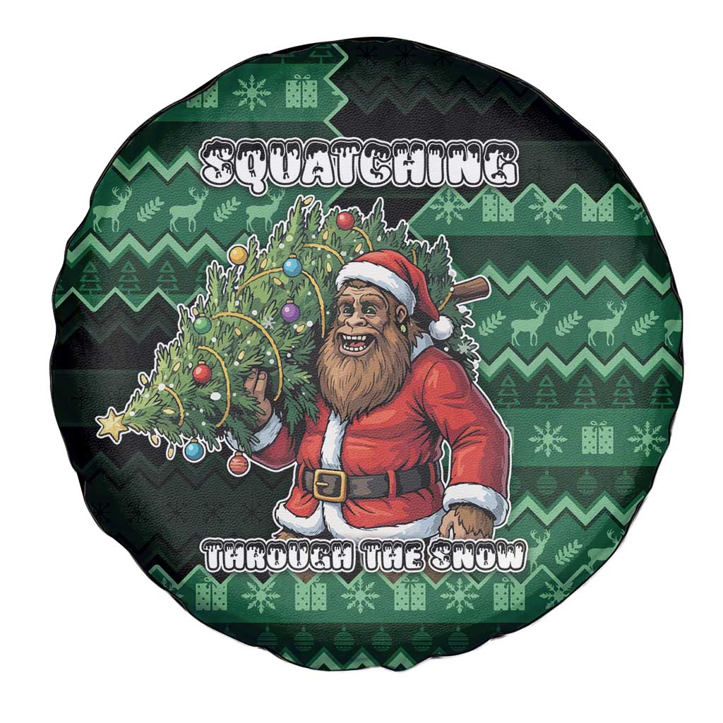 Bigfoot Christmas Spare Tire Cover Squatching Through The Snow - Wonder Print Shop