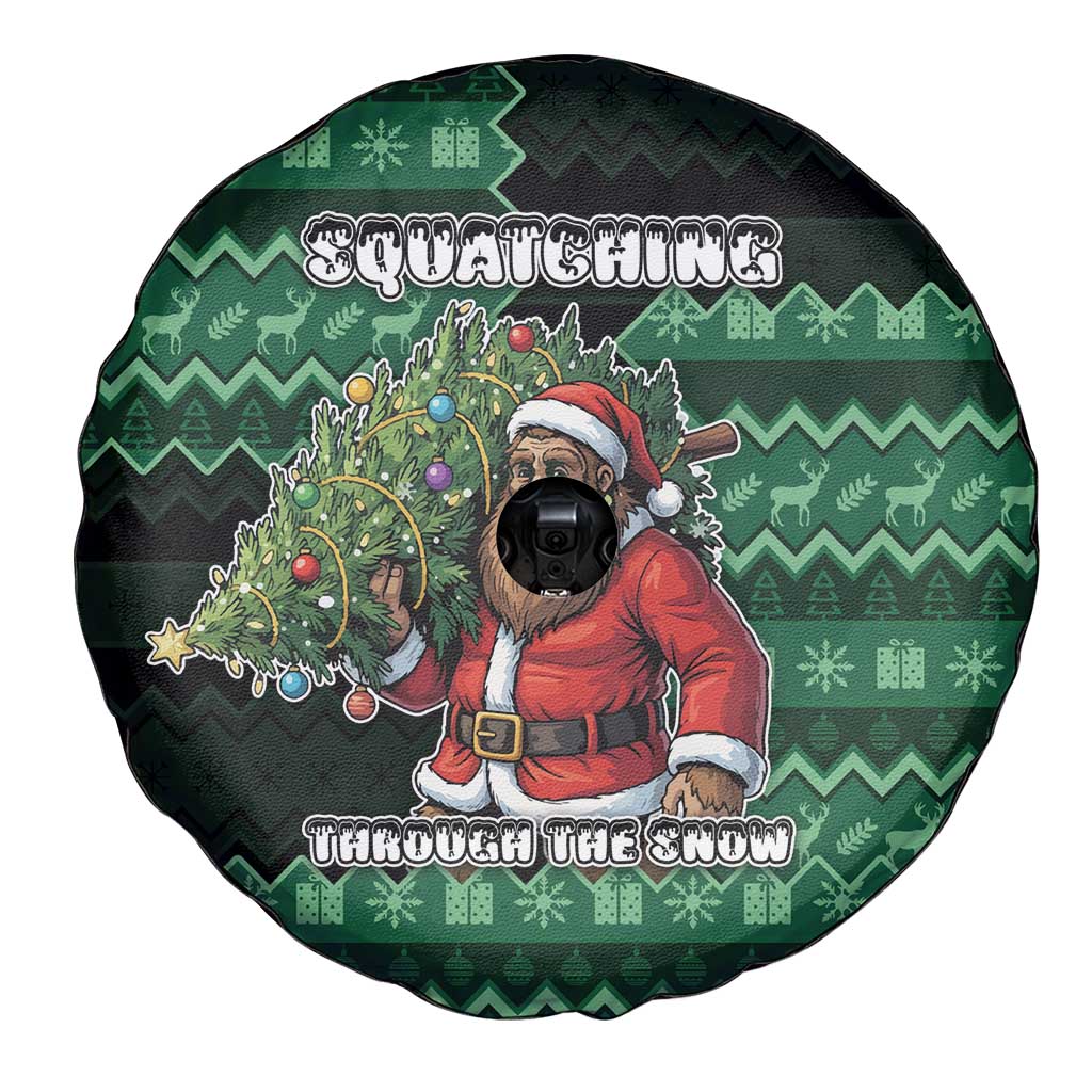 Bigfoot Christmas Spare Tire Cover Squatching Through The Snow - Wonder Print Shop