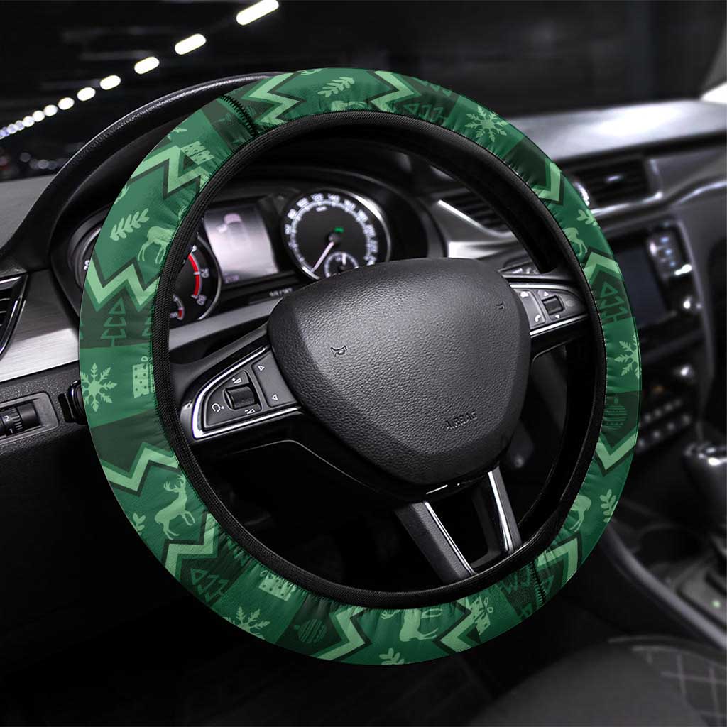 Bigfoot Christmas Steering Wheel Cover Squatching Through The Snow - Wonder Print Shop