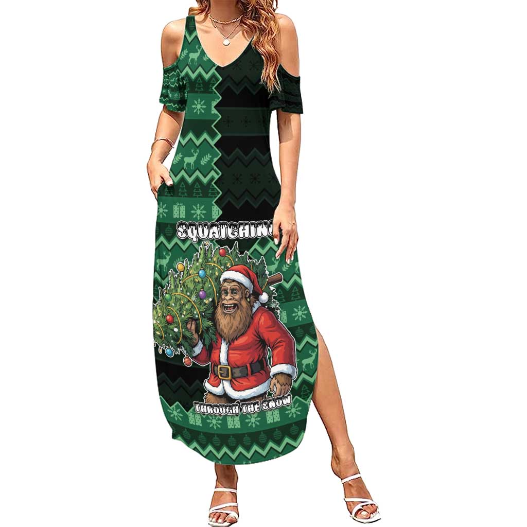 Bigfoot Christmas Summer Maxi Dress Squatching Through The Snow - Wonder Print Shop