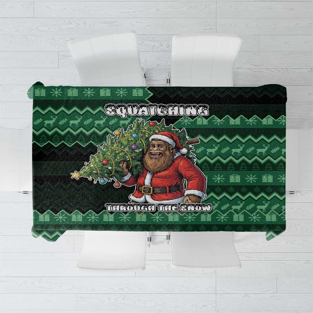 Bigfoot Christmas Tablecloth Squatching Through The Snow - Wonder Print Shop