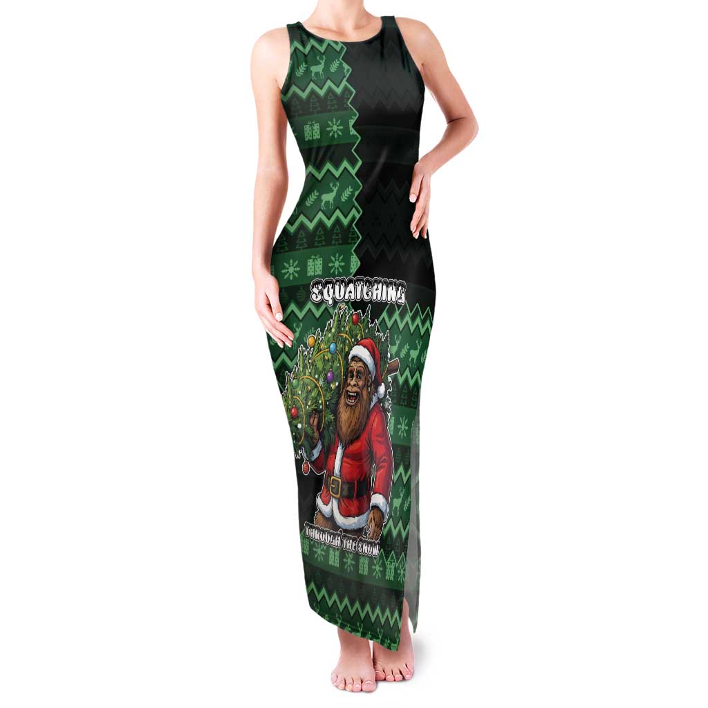 Bigfoot Christmas Tank Maxi Dress Squatching Through The Snow - Wonder Print Shop