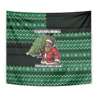 Bigfoot Christmas Tapestry Squatching Through The Snow - Wonder Print Shop