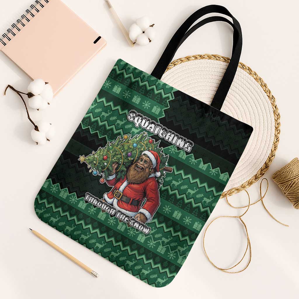 Bigfoot Christmas Tote Bag Squatching Through The Snow - Wonder Print Shop