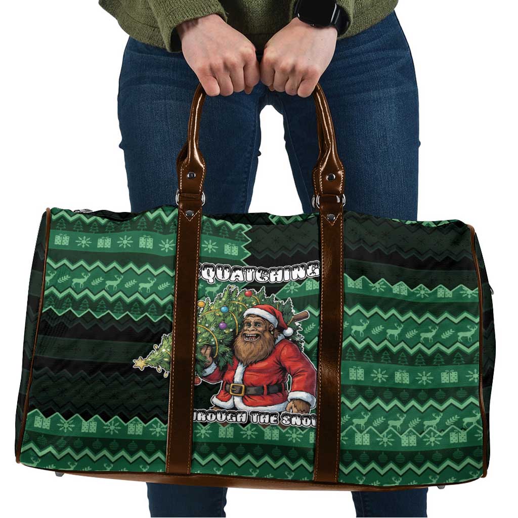 Bigfoot Christmas Travel Bag Squatching Through The Snow - Wonder Print Shop