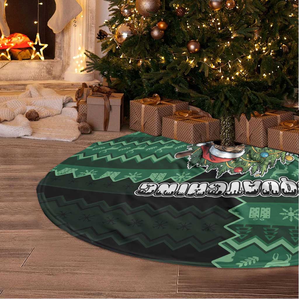 Bigfoot Christmas Tree Skirt Squatching Through The Snow - Wonder Print Shop