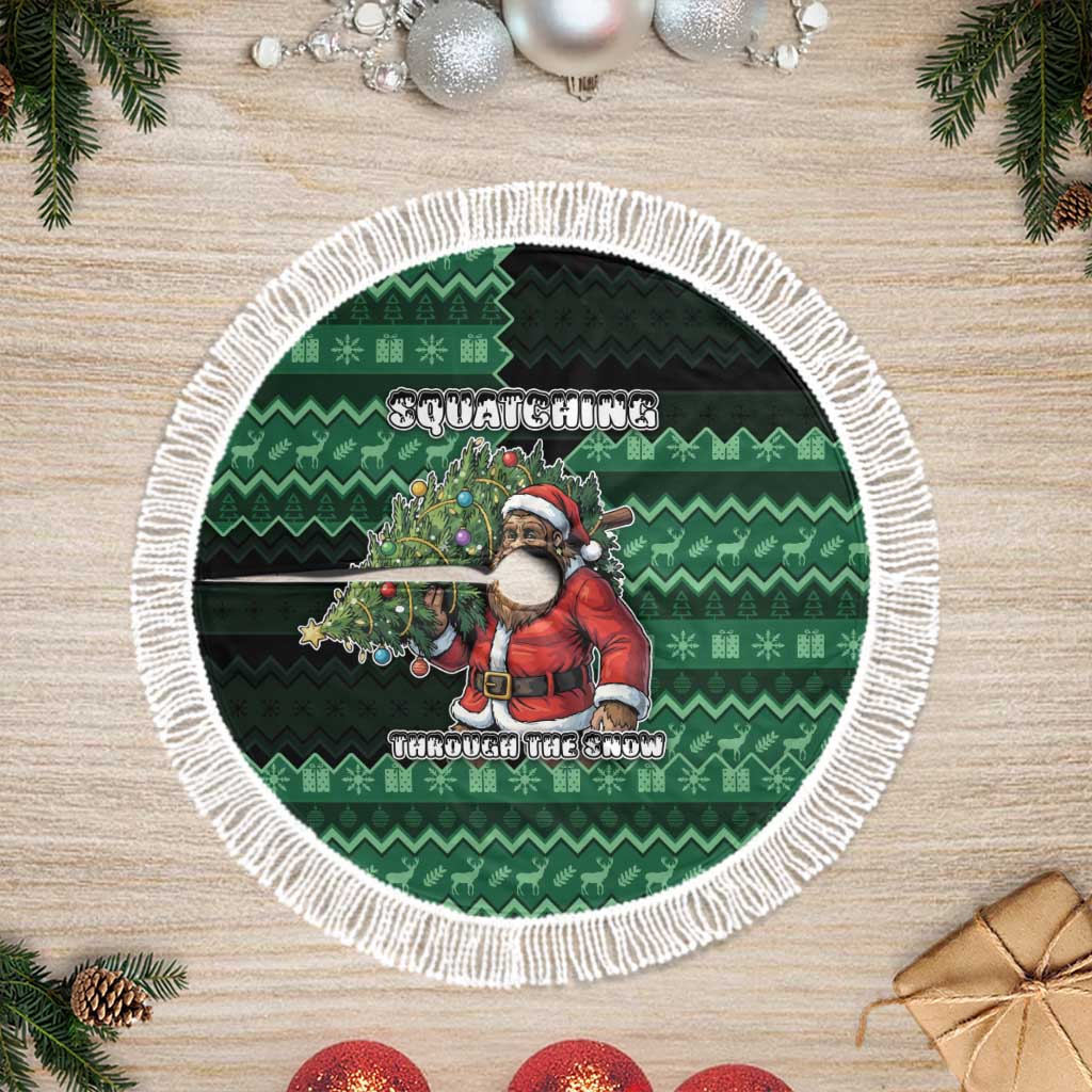 Bigfoot Christmas Tree Skirt Squatching Through The Snow - Wonder Print Shop