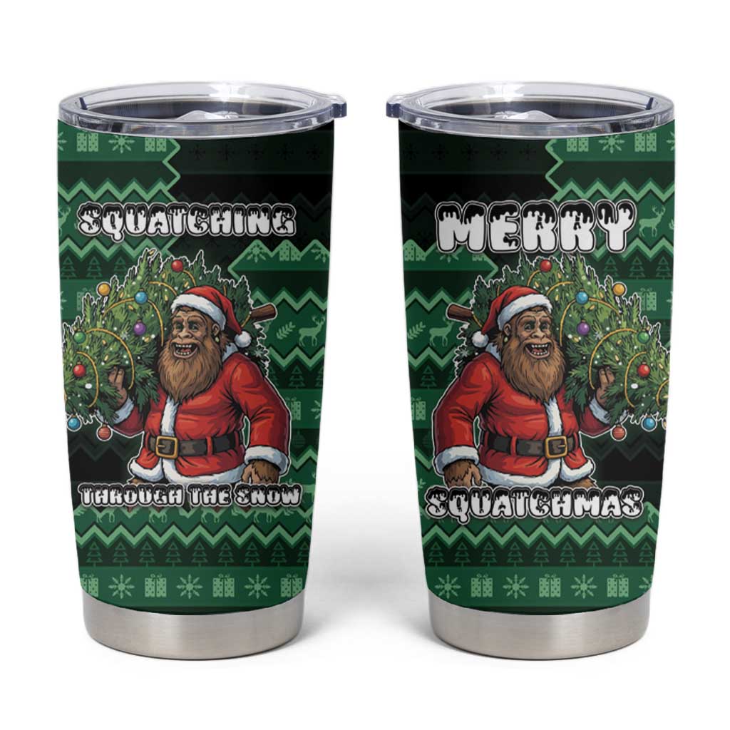 Bigfoot Christmas Tumbler Cup Squatching Through The Snow - Wonder Print Shop