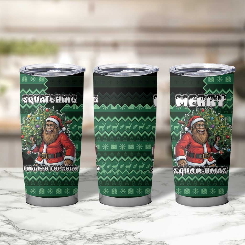 Bigfoot Christmas Tumbler Cup Squatching Through The Snow - Wonder Print Shop