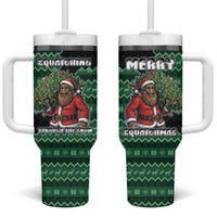 Bigfoot Christmas Tumbler With Handle Squatching Through The Snow - Wonder Print Shop