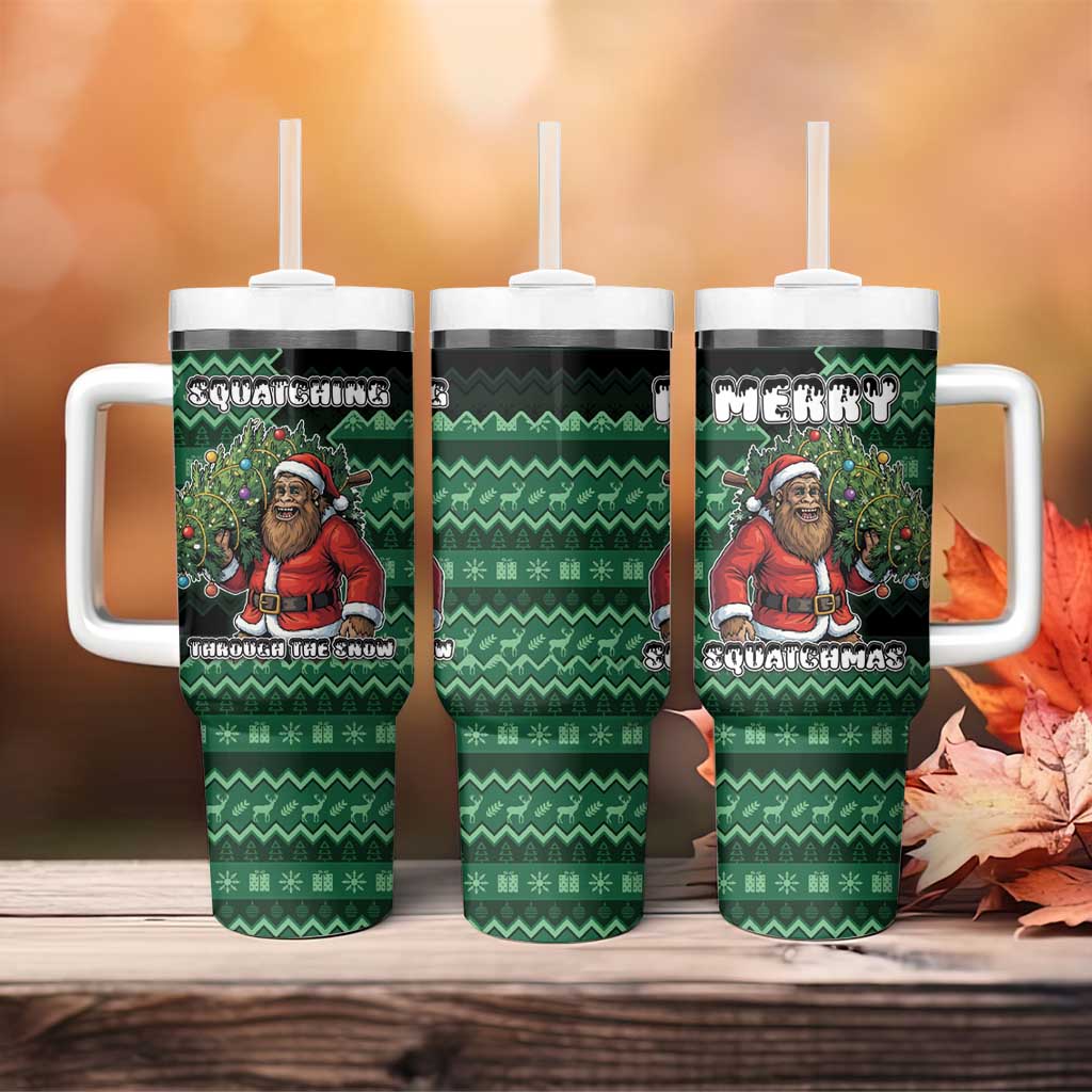 Bigfoot Christmas Tumbler With Handle Squatching Through The Snow - Wonder Print Shop