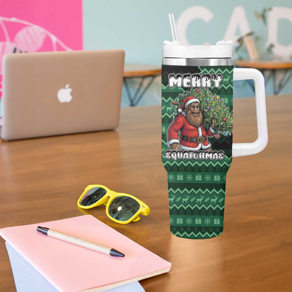 Bigfoot Christmas Tumbler With Handle Squatching Through The Snow - Wonder Print Shop