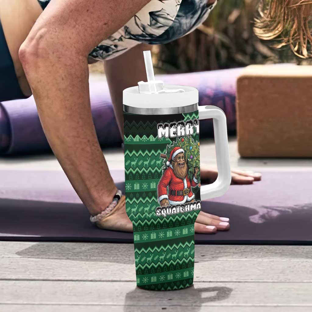 Bigfoot Christmas Tumbler With Handle Squatching Through The Snow - Wonder Print Shop