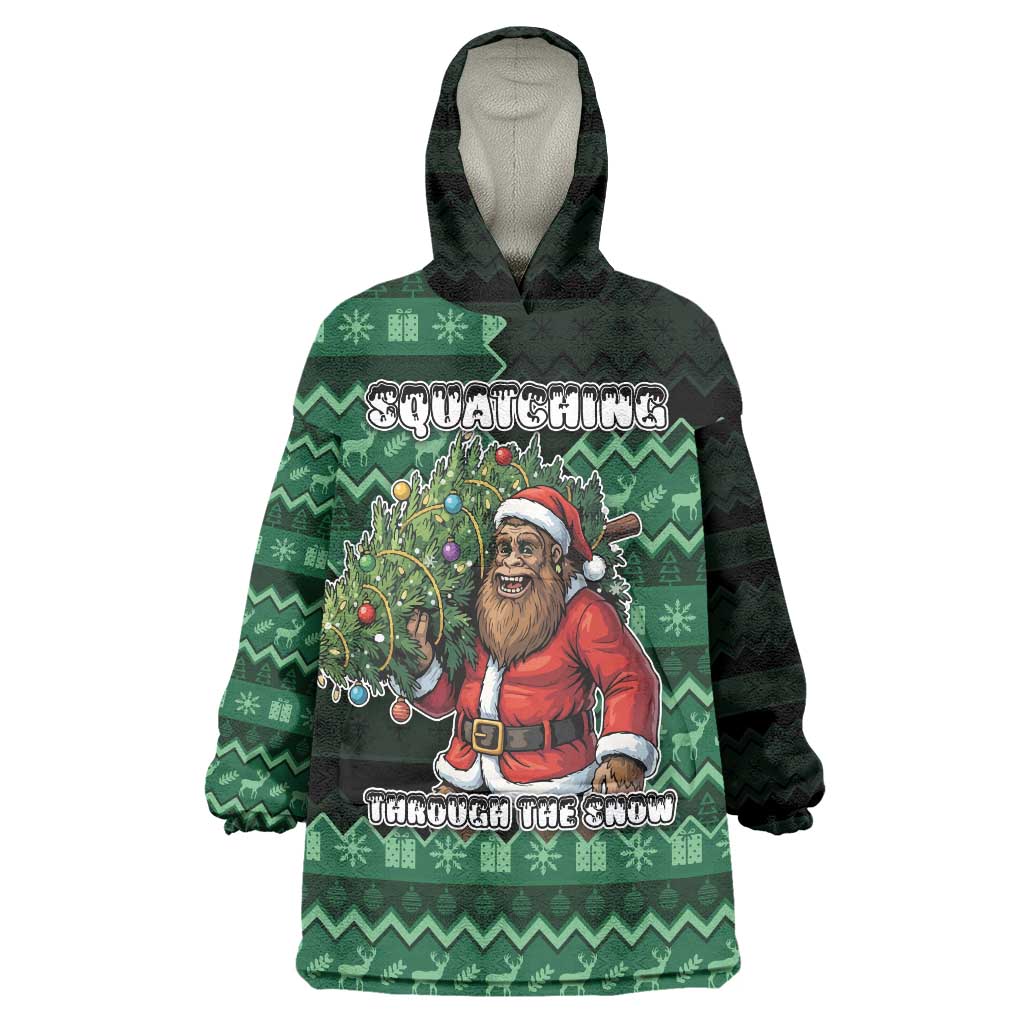 Bigfoot Christmas Wearable Blanket Hoodie Squatching Through The Snow - Wonder Print Shop