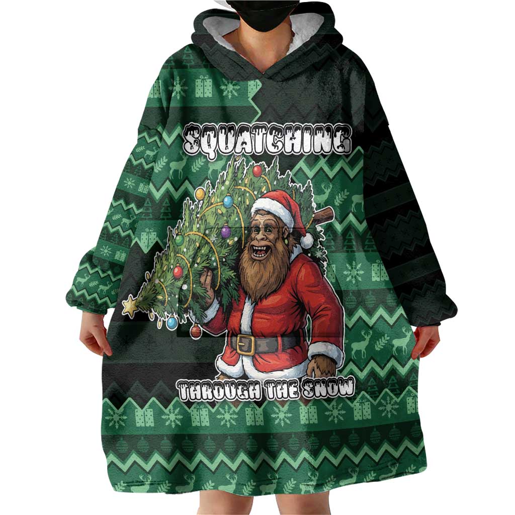 Bigfoot Christmas Wearable Blanket Hoodie Squatching Through The Snow - Wonder Print Shop