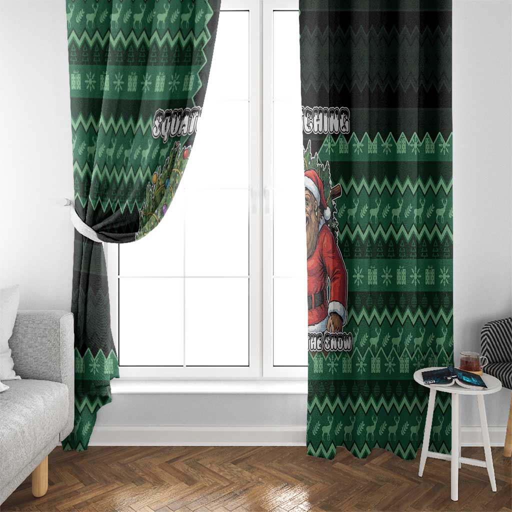 Bigfoot Christmas Window Curtain Squatching Through The Snow - Wonder Print Shop