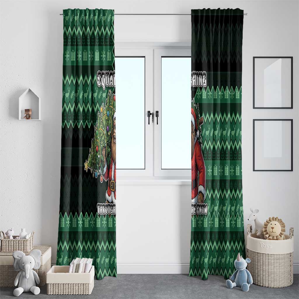 Bigfoot Christmas Window Curtain Squatching Through The Snow - Wonder Print Shop