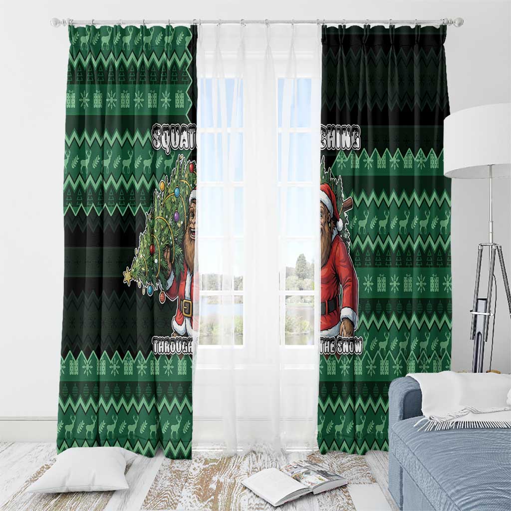 Bigfoot Christmas Window Curtain Squatching Through The Snow - Wonder Print Shop