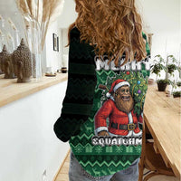 Bigfoot Christmas Women Casual Shirt Squatching Through The Snow - Wonder Print Shop